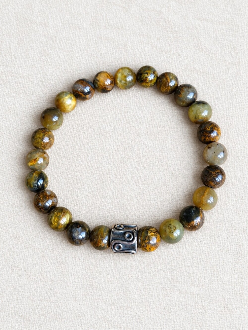 Tiger Eye Beaded Stretch Bracelet | Handmade
